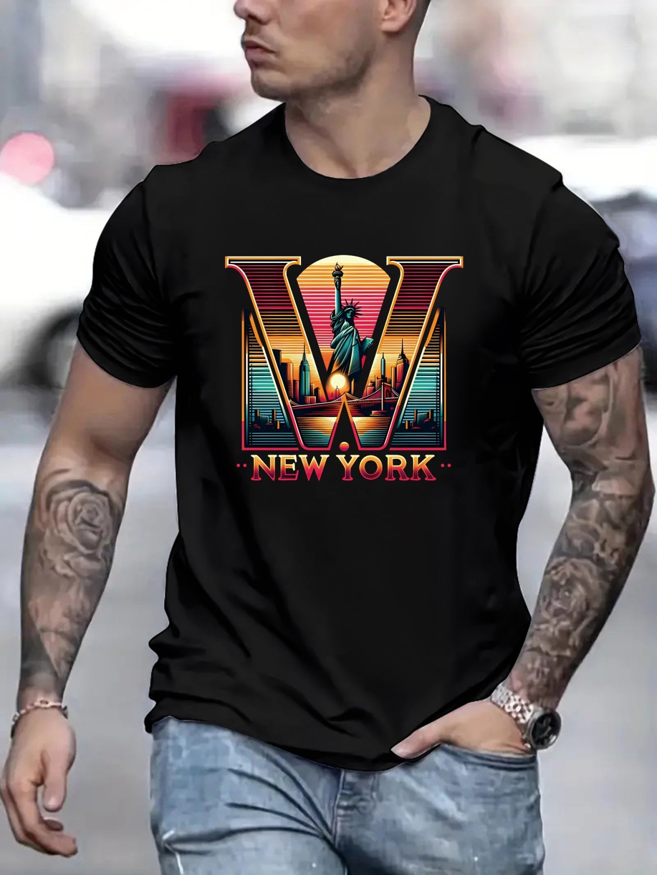 New York Graphic Men's Casual Short Sleeve T-shirt