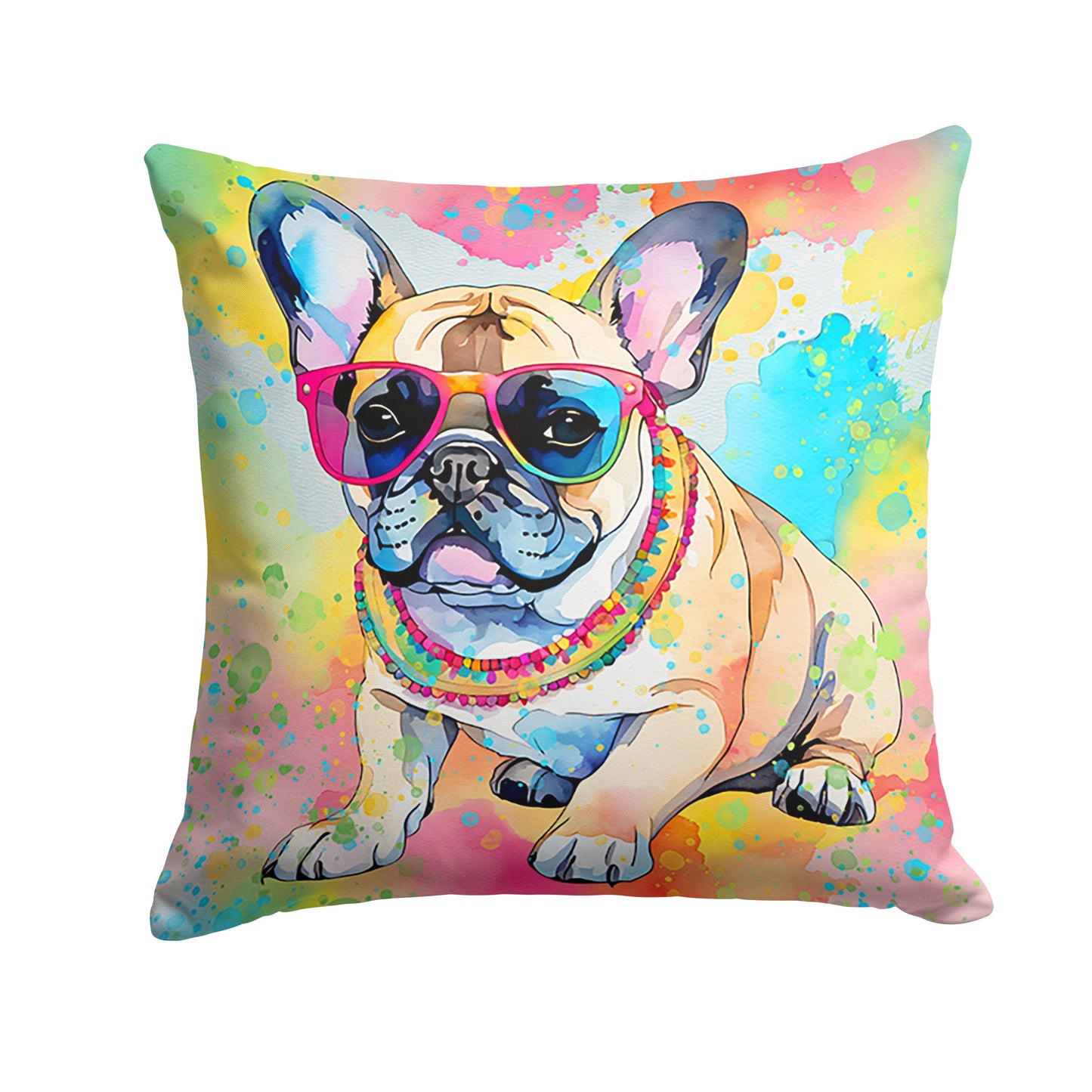 French Bulldog Hippie Dawg Throw Pillow